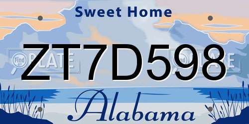 ZT7D598 Alabama License Plate