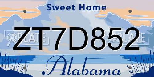 ZT7D852 Alabama License Plate
