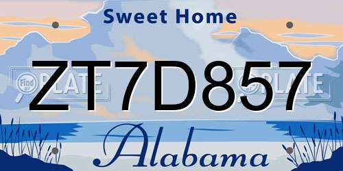 ZT7D857 Alabama License Plate