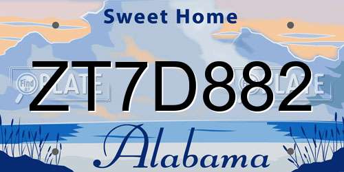 ZT7D882 Alabama License Plate