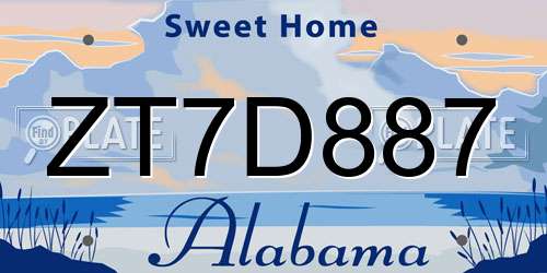 ZT7D887 Alabama License Plate