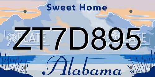 ZT7D895 Alabama License Plate
