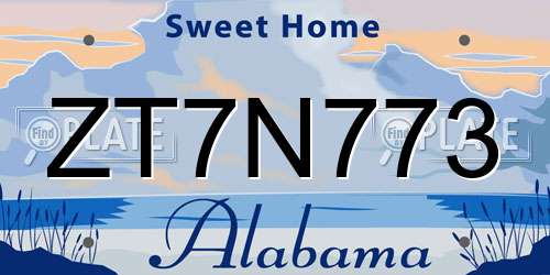 ZT7N773 Alabama License Plate