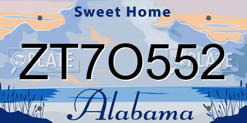 ZT7O552 Alabama License Plate