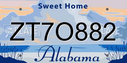 ZT7O882 Alabama License Plate