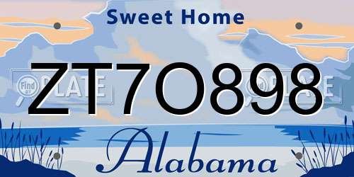 ZT7O898 Alabama License Plate