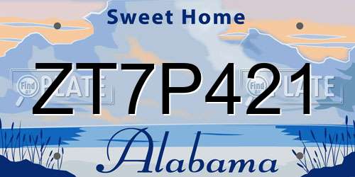 ZT7P421 Alabama License Plate