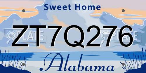 ZT7Q276 Alabama License Plate