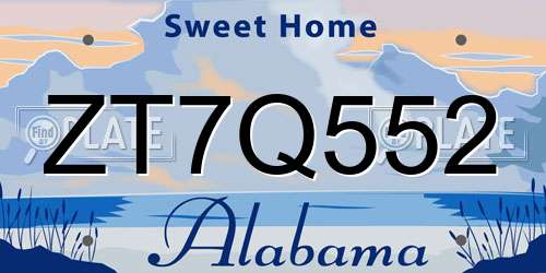 ZT7Q552 Alabama License Plate