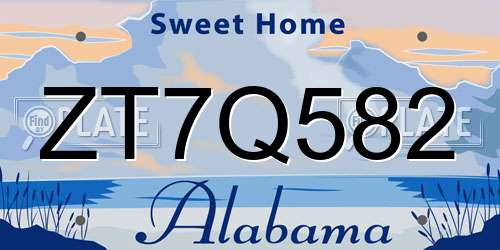 ZT7Q582 Alabama License Plate