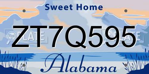 ZT7Q595 Alabama License Plate