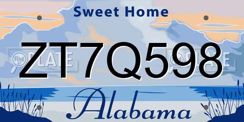 ZT7Q598 Alabama License Plate