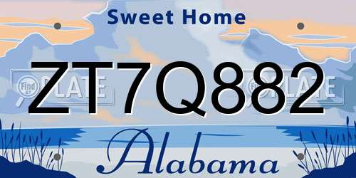 ZT7Q882 Alabama License Plate