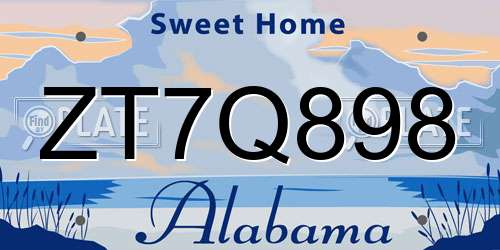 ZT7Q898 Alabama License Plate