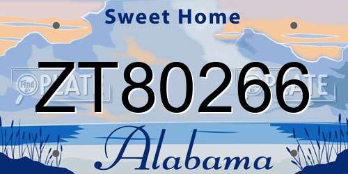 ZT80266 Alabama License Plate