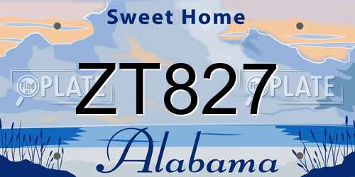 ZT827 Alabama License Plate
