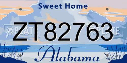 ZT82763 Alabama License Plate