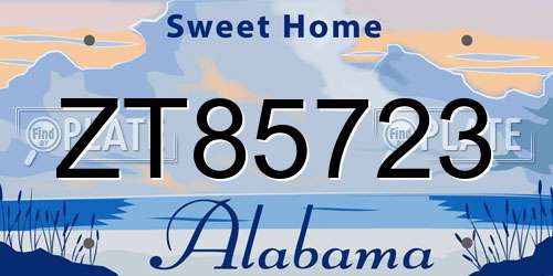 ZT85723 Alabama License Plate