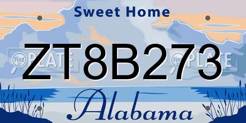 ZT8B273 Alabama License Plate