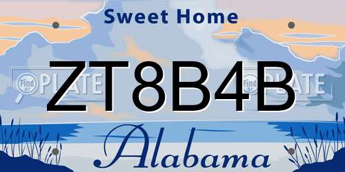 ZT8B4B Alabama License Plate