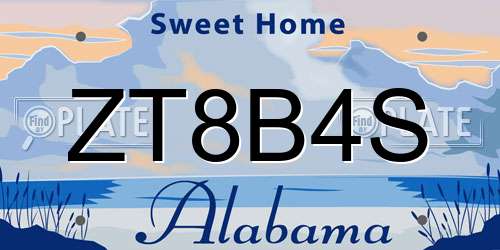 ZT8B4S Alabama License Plate