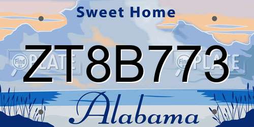 ZT8B773 Alabama License Plate