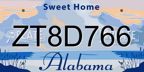 ZT8D766 Alabama License Plate