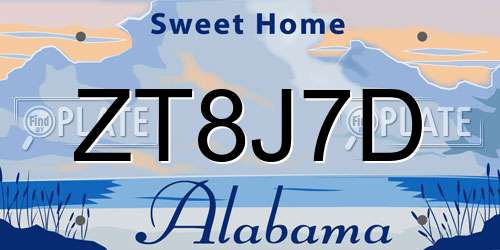 ZT8J7D Alabama License Plate