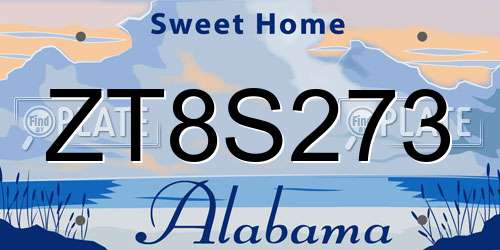 ZT8S273 Alabama License Plate