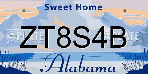 ZT8S4B Alabama License Plate