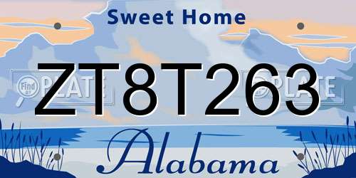 ZT8T263 Alabama License Plate