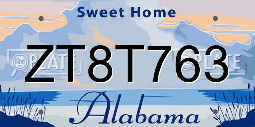 ZT8T763 Alabama License Plate