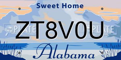 ZT8V0U Alabama License Plate