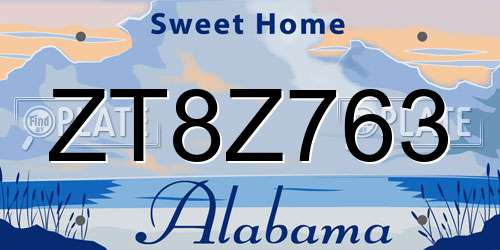 ZT8Z763 Alabama License Plate