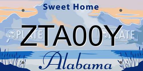 ZTA00Y Alabama License Plate