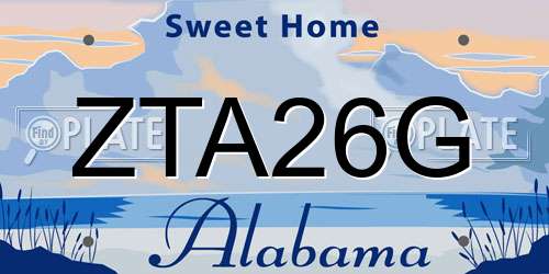 ZTA26G Alabama License Plate