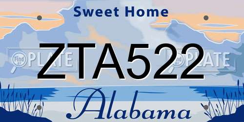 ZTA522 Alabama License Plate