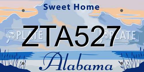 ZTA527 Alabama License Plate