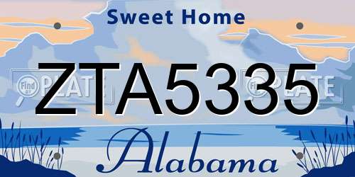 ZTA5335 Alabama License Plate