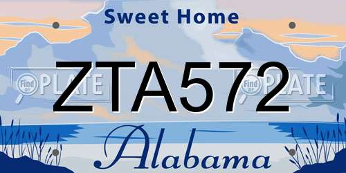 ZTA572 Alabama License Plate