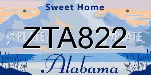 ZTA822 Alabama License Plate