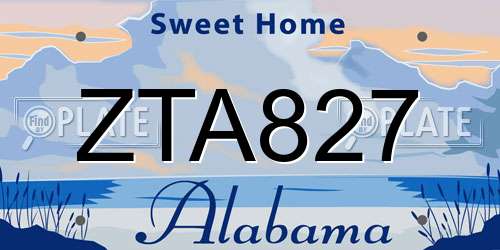 ZTA827 Alabama License Plate
