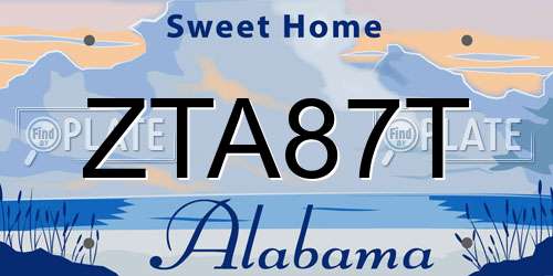 ZTA87T Alabama License Plate