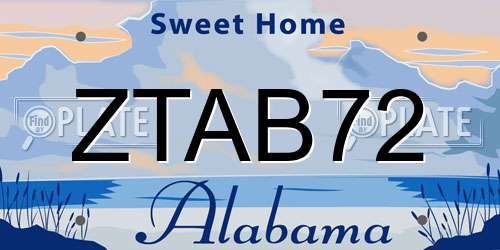 ZTAB72 Alabama License Plate