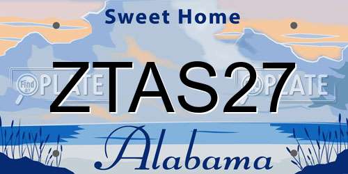 ZTAS27 Alabama License Plate