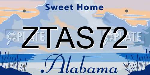 ZTAS72 Alabama License Plate