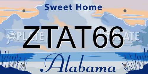 ZTAT66 Alabama License Plate