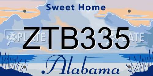 ZTB335 Alabama License Plate