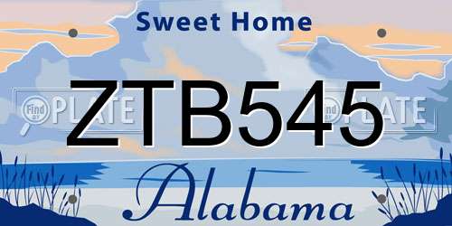 ZTB545 Alabama License Plate