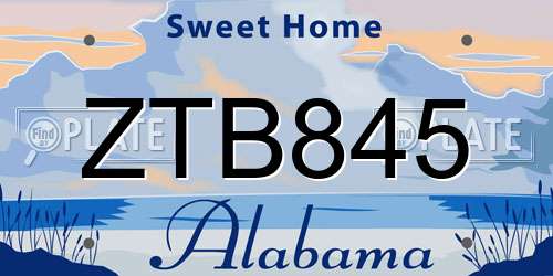 ZTB845 Alabama License Plate